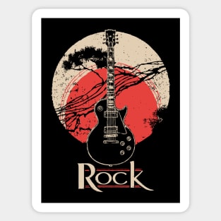 Rock Guitar - Vintage Japanese-Style Music Art Sticker